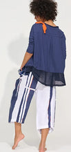 Load image into Gallery viewer, Banana Blue Bold Print Pant Bold Stripes - Navy/Orange/White Back View
