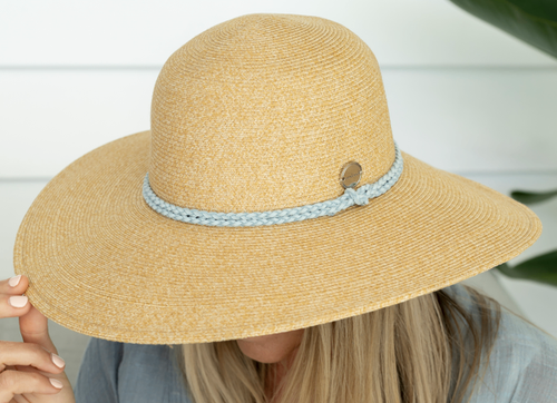 April - Wide Brim in Aqua Plait colour