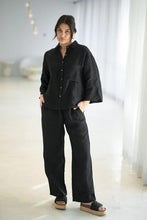 Load image into Gallery viewer, Eadie Lifestyle - Fundamental Linen Shirt in Black colour front shot
