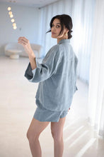 Load image into Gallery viewer, Eadie Lifestyle - Fundamental Linen Shirt in Blue colour side shot
