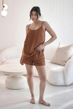 Load image into Gallery viewer, Eadie Lifestyle - Fundamental Linen Shorts in Nutmeg colour front  shot
