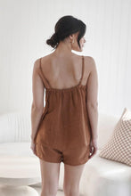 Load image into Gallery viewer, Eadie Lifestyle - Fundamental Linen Shorts in Nutmeg colour back shot
