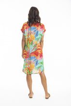 Load image into Gallery viewer, Escape by OQ - Alisa Short Sleeve Shift Dress Print coloured back shot
