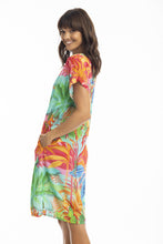 Load image into Gallery viewer, Escape by OQ - Alisa Short Sleeve Shift Dress Print coloured side shot
