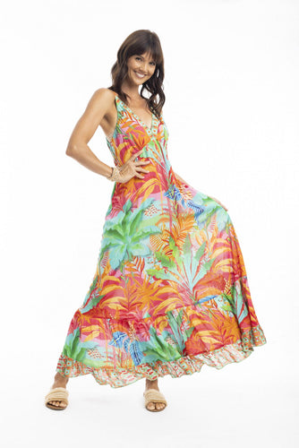 Escape by OQ - Alisa Strappy Maxi Dress Print Color front shot