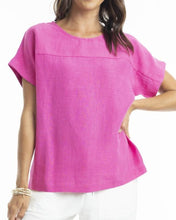 Load image into Gallery viewer, Escape by OQ - Linen Boxy Top - Pink colour front closed up shot
