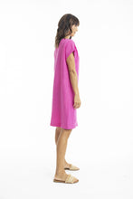 Load image into Gallery viewer, Escape by OQ - Linen Cap Sleeve Shift Dress - Pink colour side shot
