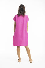 Load image into Gallery viewer, Escape by OQ - Linen Cap Sleeve Shift Dress - Pink colour back shot
