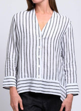 Load image into Gallery viewer, Foil - Artful Ease Shirt in White Stripe colour front closed up shot
