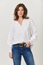 Load image into Gallery viewer, Naturals by O&amp;J Linen Top - Long Sleeve/Crew Neck White Front View
