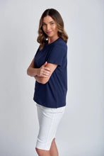 Load image into Gallery viewer, Goondiwindi Cotton - Basic Crew Neck Tee in Navy colour side shot
