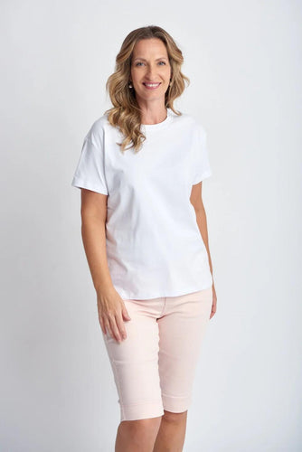 Goondiwindi Cotton - Basic Crew Neck Tee in White colour front shot