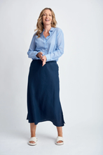 Load image into Gallery viewer, Goondiwindi Cotton - Bias Cut Skirt in Navy colour front shot
