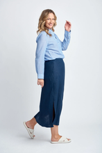 Load image into Gallery viewer, Goondiwindi Cotton - Bias Cut Skirt in Navy colour side shot
