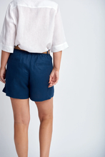 Load image into Gallery viewer, Goondiwindi Cotton - Linen Shorts in Navy colour back shot
