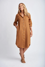 Load image into Gallery viewer, Goondiwindi Cotton - Shirt Maker Dress in Bronze colour front shot
