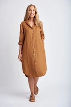 Load image into Gallery viewer, Goondiwindi Cotton - Shirt Maker Dress in Bronze colour front shot
