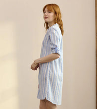 Load image into Gallery viewer, Hatley - Cara Shirt Dress in Light Blue Stripes colour side shot
