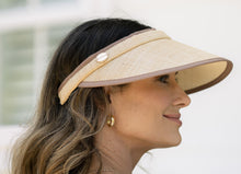 Load image into Gallery viewer, Hayley Push On Raffia Visor With Caramel Trim
