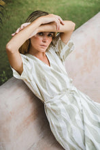 Load image into Gallery viewer, Hobo &amp; Hatch - Estelle Wrap Dress in Island Stripe colour bench shot
