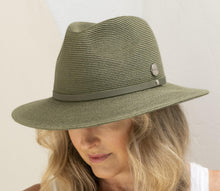 Load image into Gallery viewer, Irene Short Brim Panama in Olive colour
