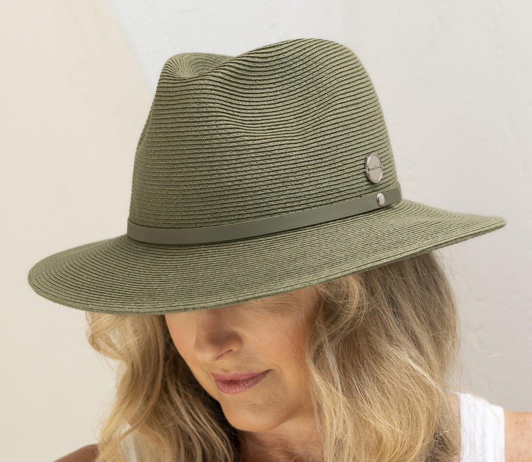 Irene Short Brim Panama in Olive colour