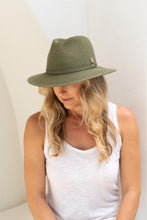 Load image into Gallery viewer, Irene Short Brim Panama in Olive colour
