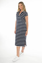 Load image into Gallery viewer, Jump - Collared Dress in Navy/White colour side shot
