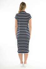 Load image into Gallery viewer, Jump - Collared Dress in Navy/White colour back shot
