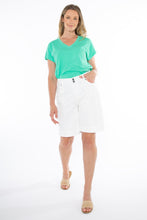 Load image into Gallery viewer, Jump - Coloured Denim Short in White colour front shot
