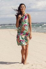 Load image into Gallery viewer, Jump - Tropicana Sleeveless Dress shot in the beach
