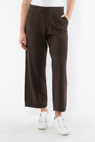 Jump - White Leg Knit Pant - Cocoa Functional pockets Straight Leg Pant