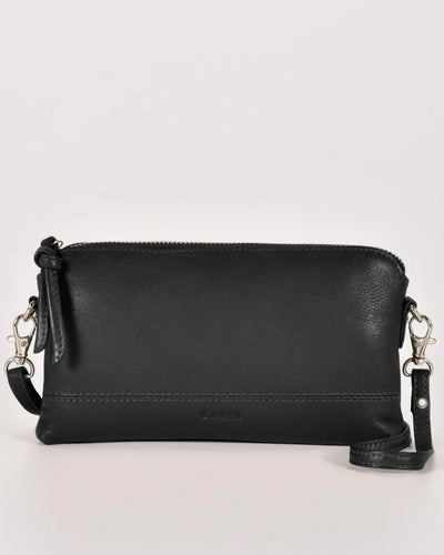 Kara - Leather Purse With Strap in Black colour