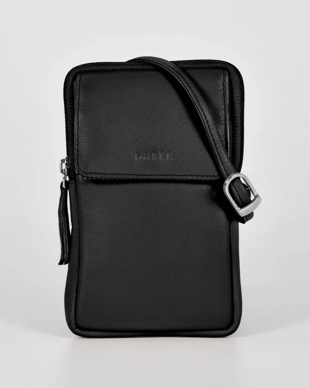 Mariah Leather Slim Crossbody Bag in Black colour