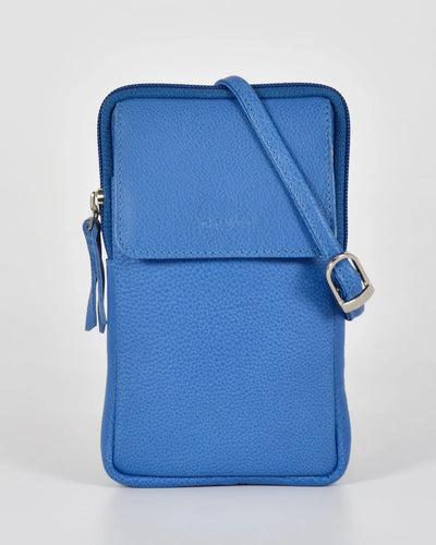 Mariah Leather Slim Crossbody Bag in Indigo colour