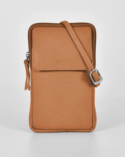 Mariah Leather Slim Crossbody Bag in Tan colour