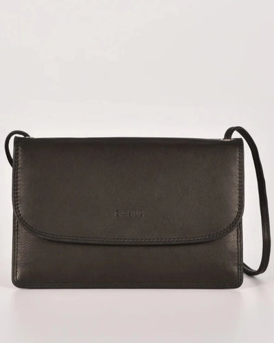 McKenzie Leather Crossbody Wallet in Black colour