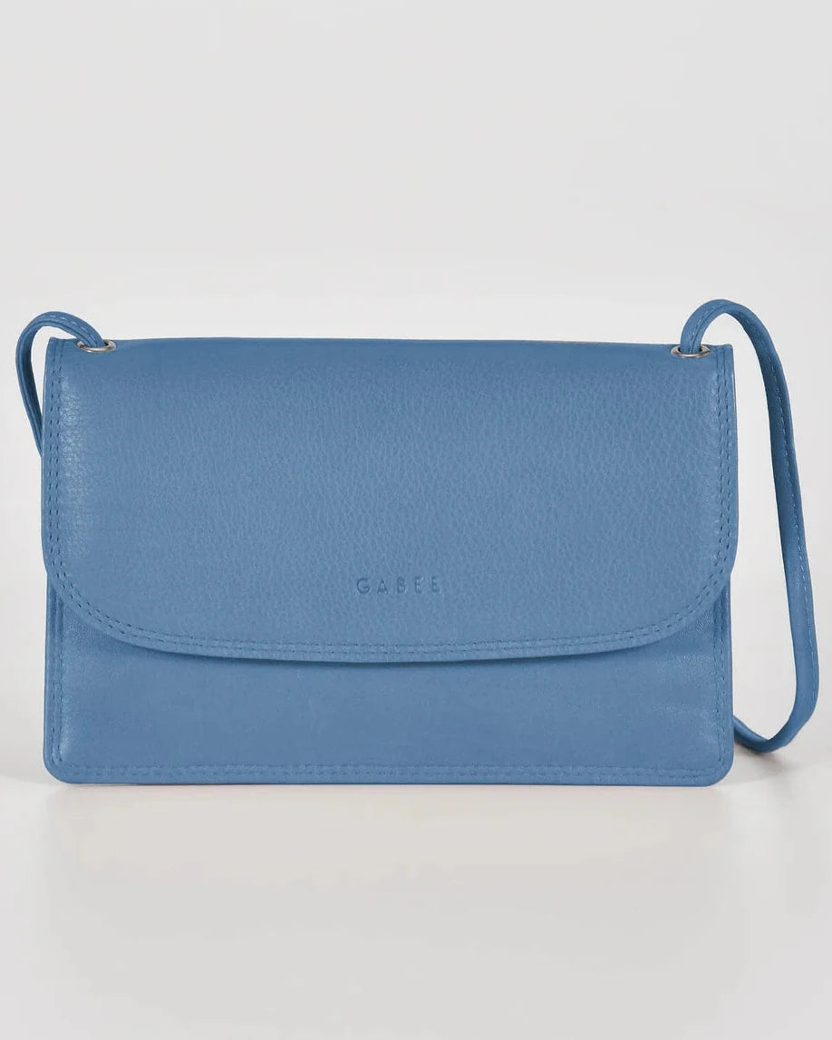 McKenzie Leather Crossbody Wallet in Powder Blue colour