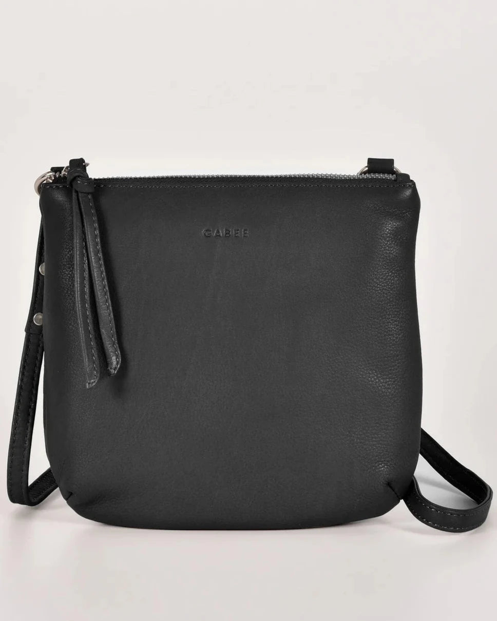 Meadow Soft Leather Pouch Crossbody Bag in Black colour