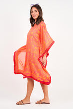 Load image into Gallery viewer, Naudic - Hampton Kaftan Short Majestic Print in Watermelon colour side shot
