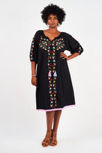 Load image into Gallery viewer, Naudic - Oregon Dress Splendour Embroidery in Black colour front shot
