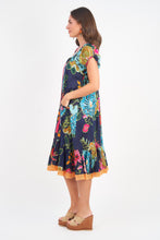 Load image into Gallery viewer, Naudic - Sao Paulo Dress Tulip Print in Navy color side shot
