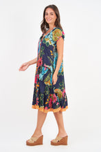 Load image into Gallery viewer, Naudic - Sao Paulo Dress Tulip Print in Navy color side shot
