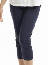 Load image into Gallery viewer, Orientique Bangalene Capri Pants Navy front closed up shot
