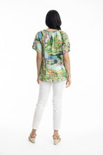 Load image into Gallery viewer, Orientique Bellagio Frill Neckline Top Printed colour back shot
