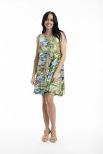 Load image into Gallery viewer, Orientique Bellagio Sleeveless Buttonthrough Dress Printed colour front shot
