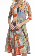 Load image into Gallery viewer, Orientique Brahams Godet Dress 3/4 Sleeve Front closed up
