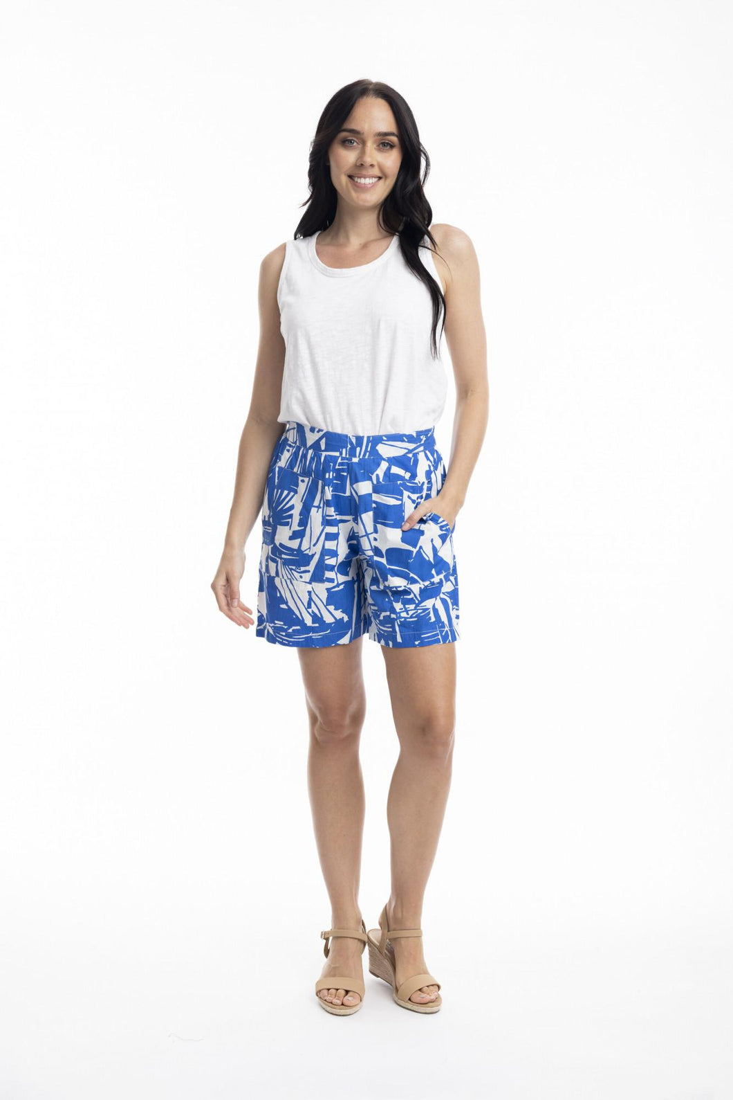 Orientique Cannes Shorts printed colour front shot