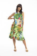 Load image into Gallery viewer, Orientique Skye Ruched Neckline Dress Printed colour front shot
