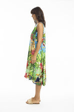 Load image into Gallery viewer, Orientique Skye Ruched Neckline Dress Printed colour side shot
